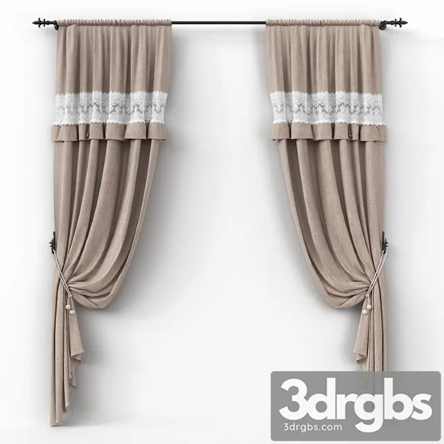 Linen curtains on the hooks