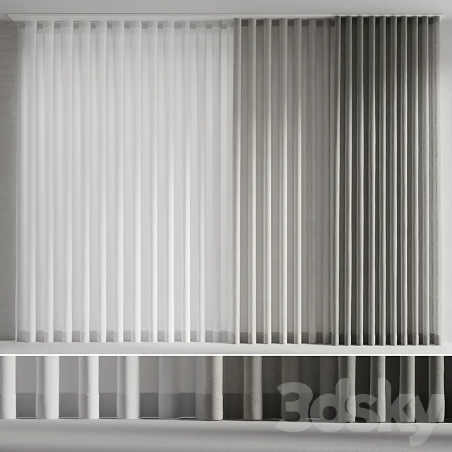 Linen curtains with tulle 3ds Max