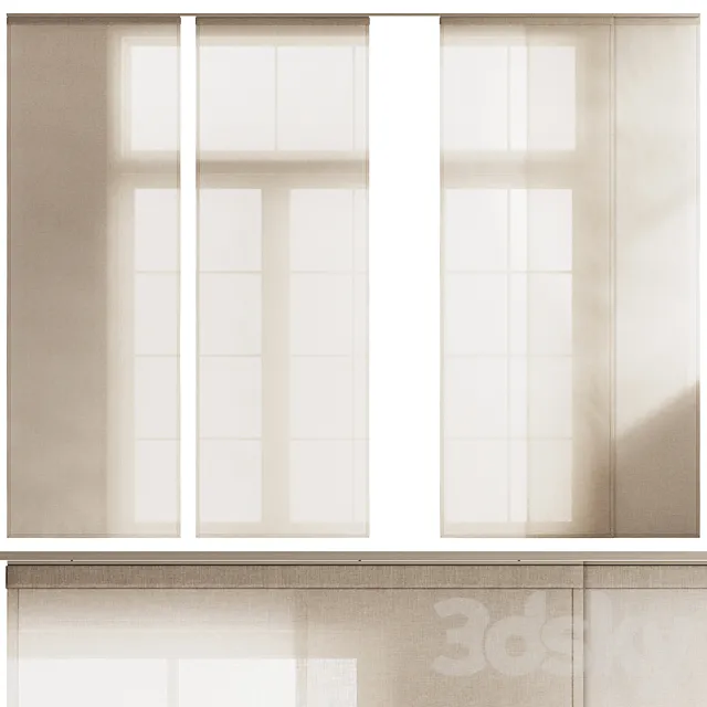 Linen Tulle Panel Blinds 3ds Max