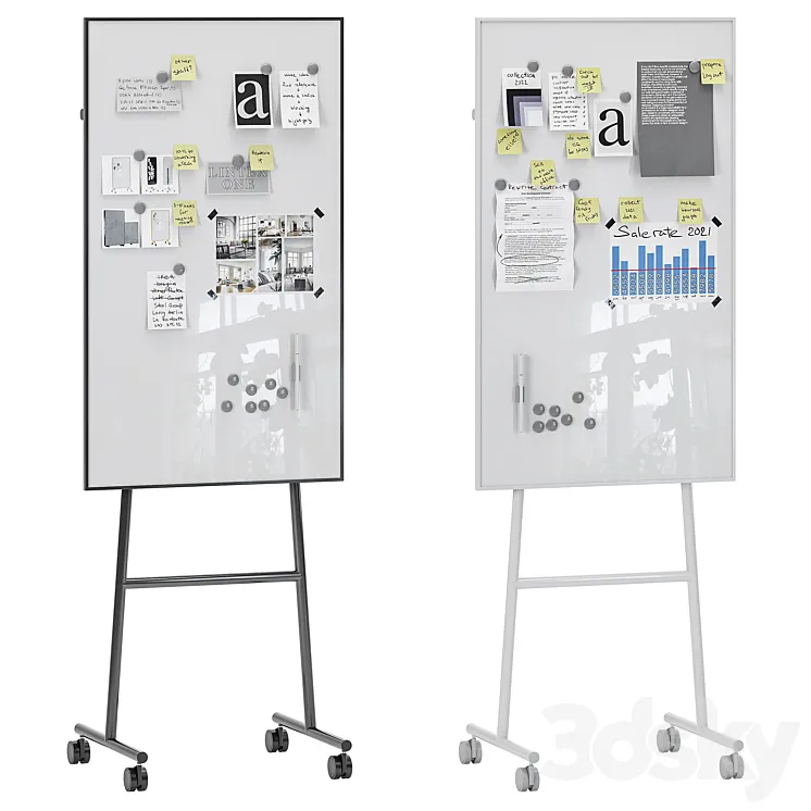 Lintex One Whiteboards with a black or white stand 3DS Max Model