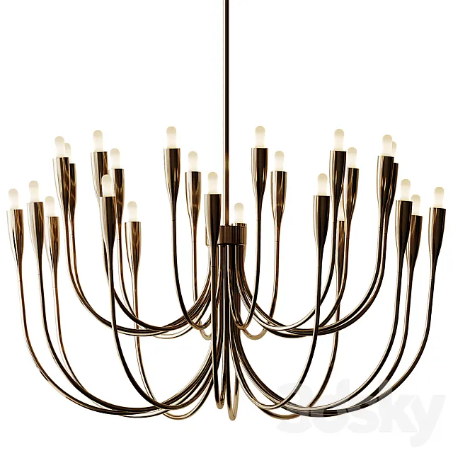 Liona Brass Candelabra Chandelier Light 3DS Max Model