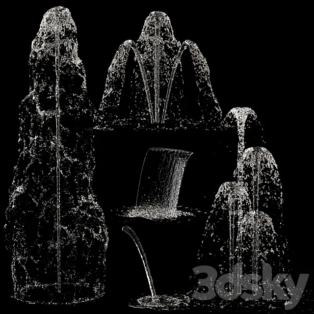 Liquids water fountain set 2 3DSMax File