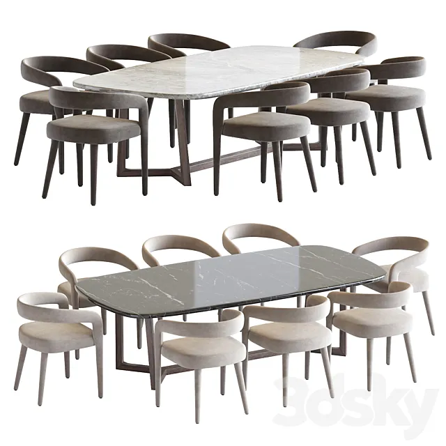 Lisette White Dining Chair and Concorde Table 3DSMax File