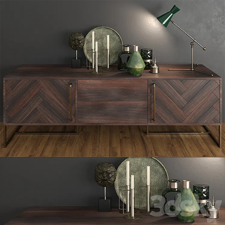 Little table Dutchbone Class Sideboard in Retro Herringbone Design 3DS Max Model