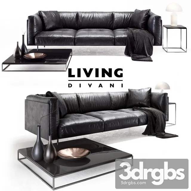 Living Divani Leather Rod Sofa 01 3dsmax Download