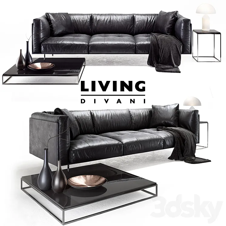 Living divani leather rod sofa 3DS Max