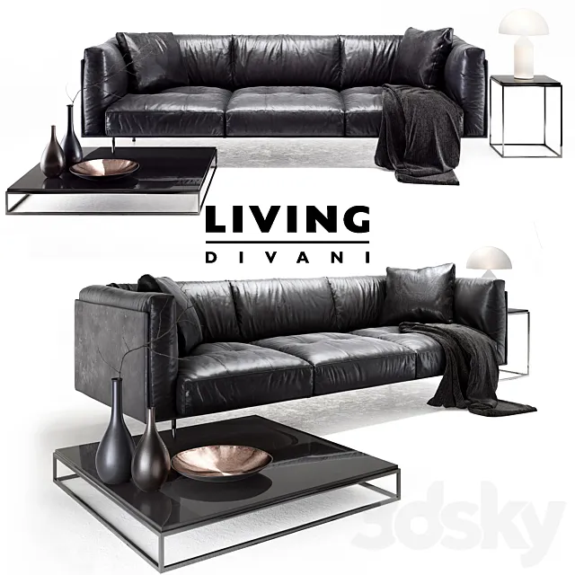 Living divani leather rod sofa 3DSMax File