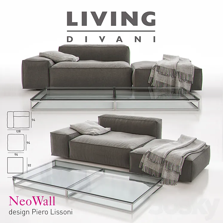 LIVING DIVANI – NEOWALL Sofa Composition II 3DS Max