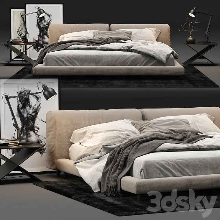 Living Divani Softwall Bed 3DS Max