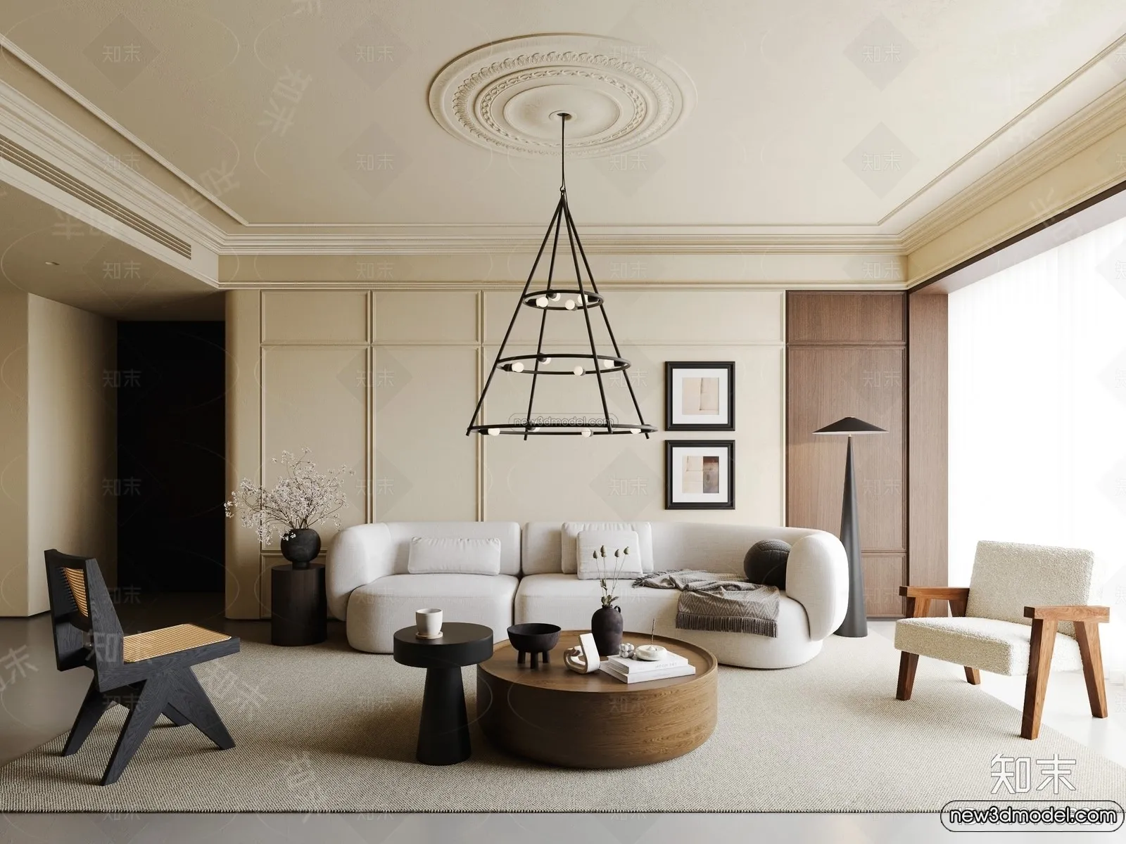 Living Room – 3D Interior Scene – French Style – 012