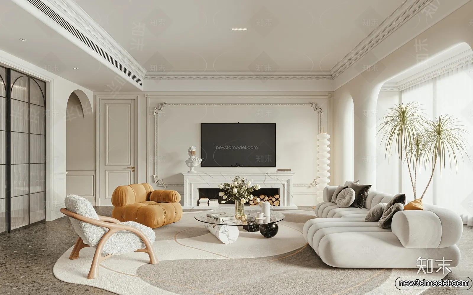 Living Room – 3D Interior Scene – French Style – 013