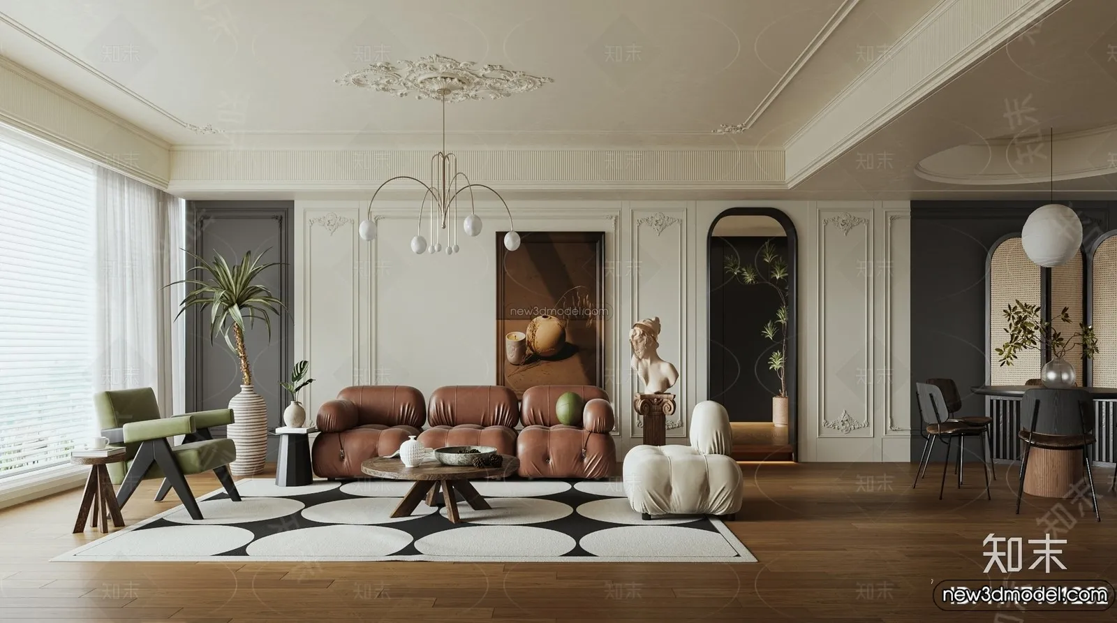 Living Room – 3D Interior Scene – French Style – 017