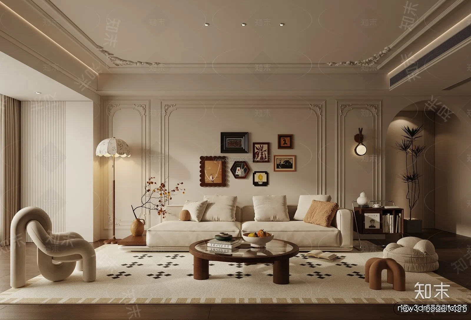 Living Room – 3D Interior Scene – French Style – 022