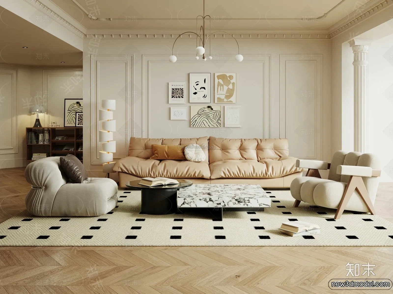 Living Room – 3D Interior Scene – French Style – 032