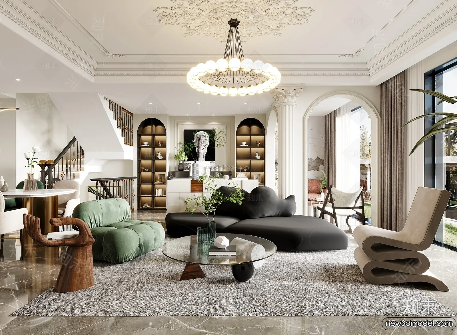 Living Room – 3D Interior Scene – French Style – 033