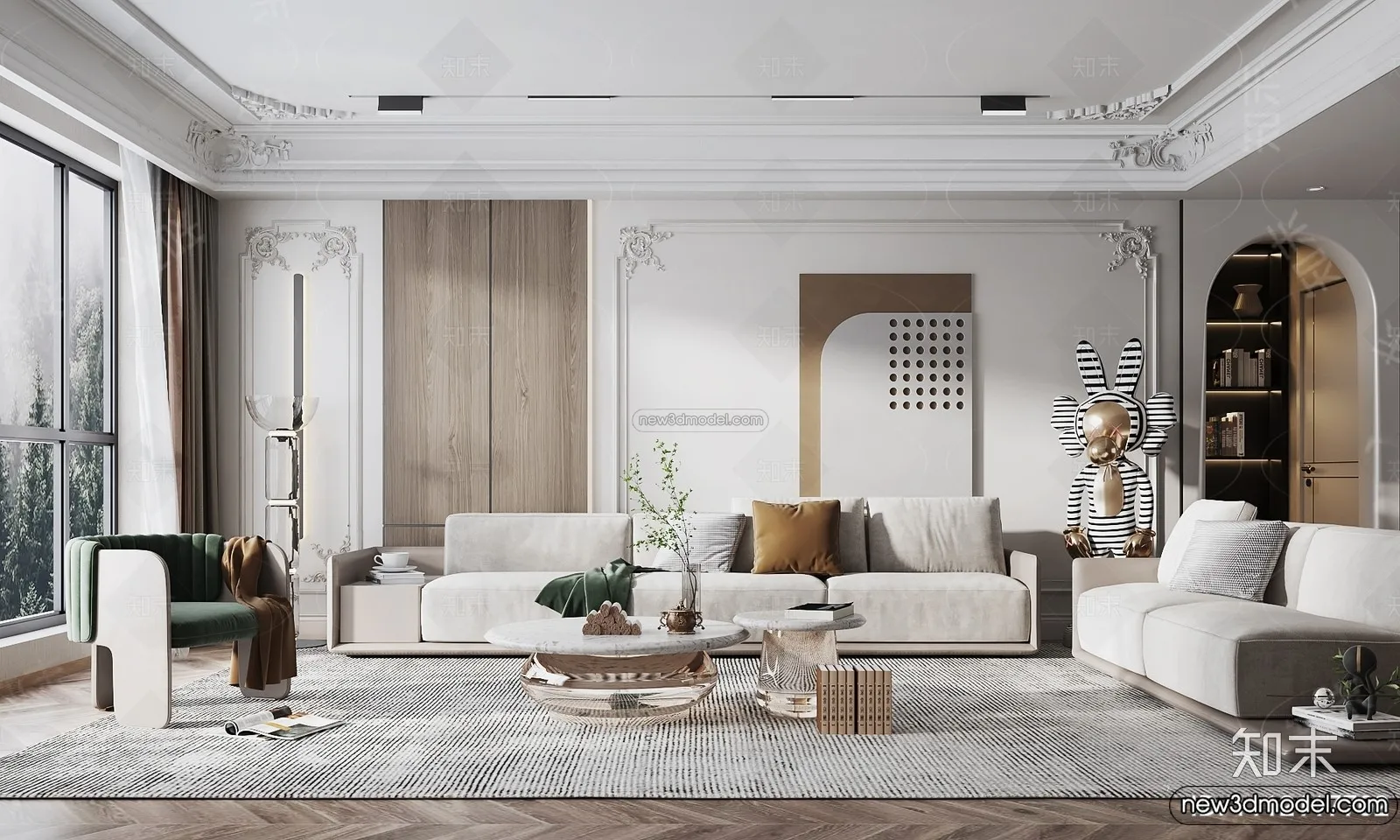 Living Room – 3D Interior Scene – French Style – 035