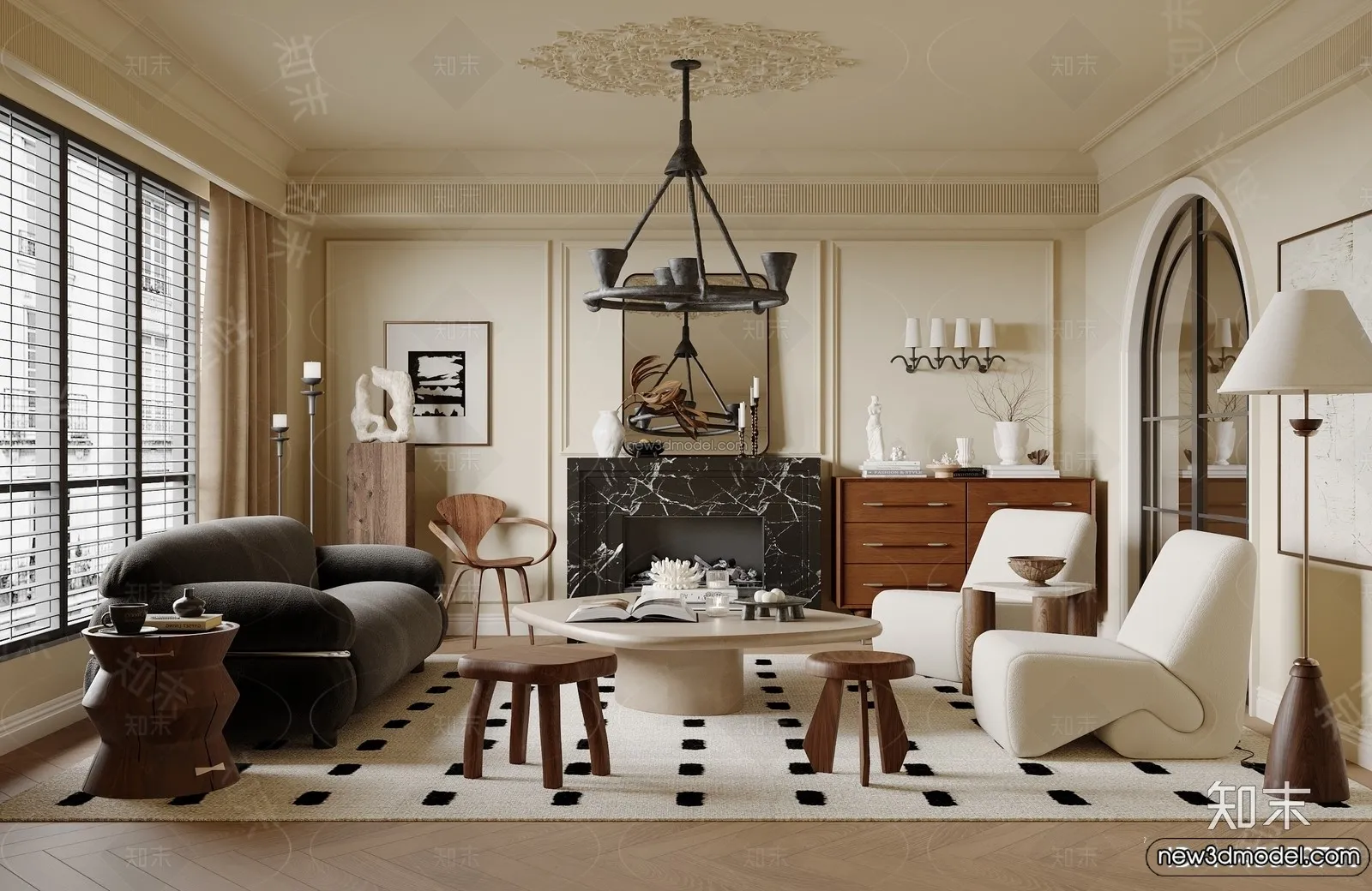 Living Room – 3D Interior Scene – French Style – 064