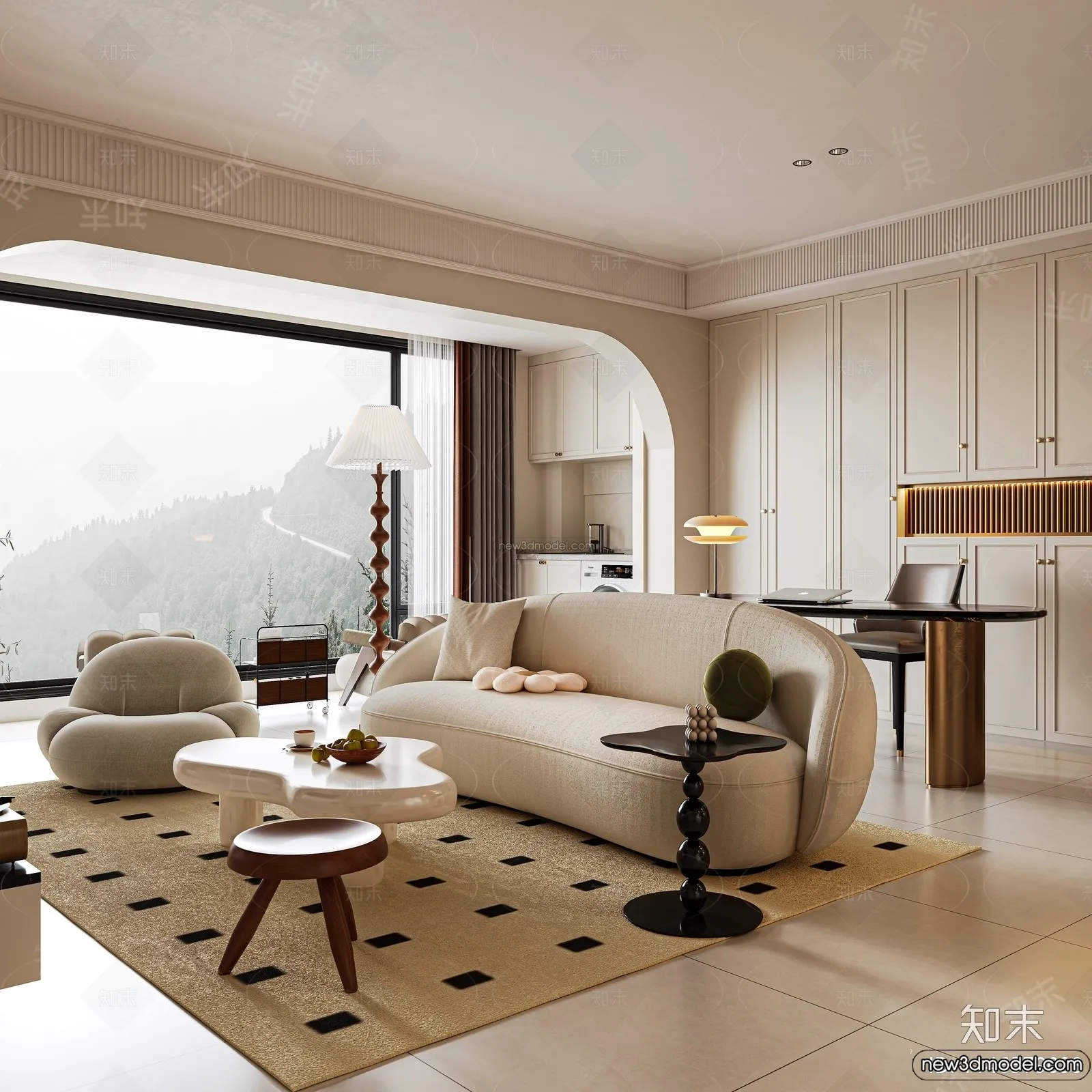 Living Room – 3D Interior Scene – French Style – 066