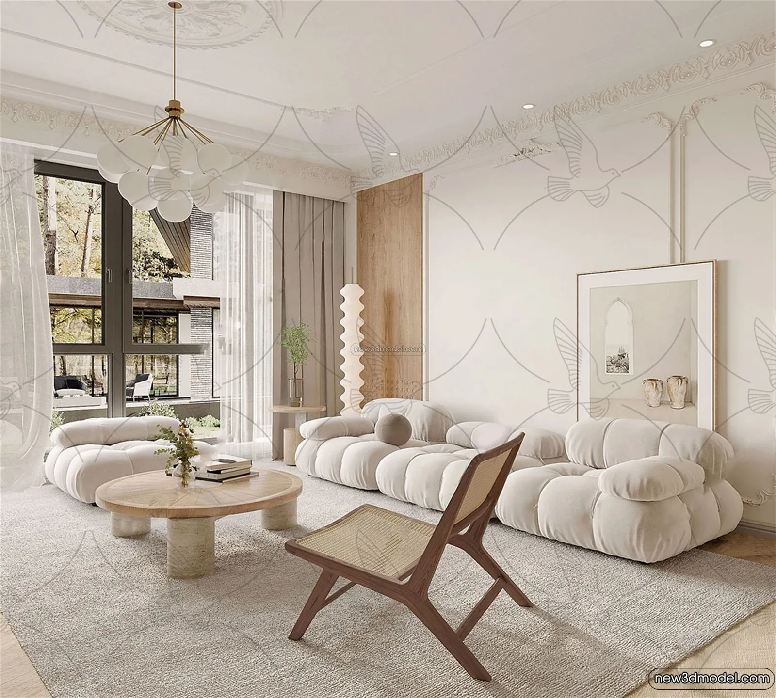 Living Room – 3D Interior Scene – French Style – 083