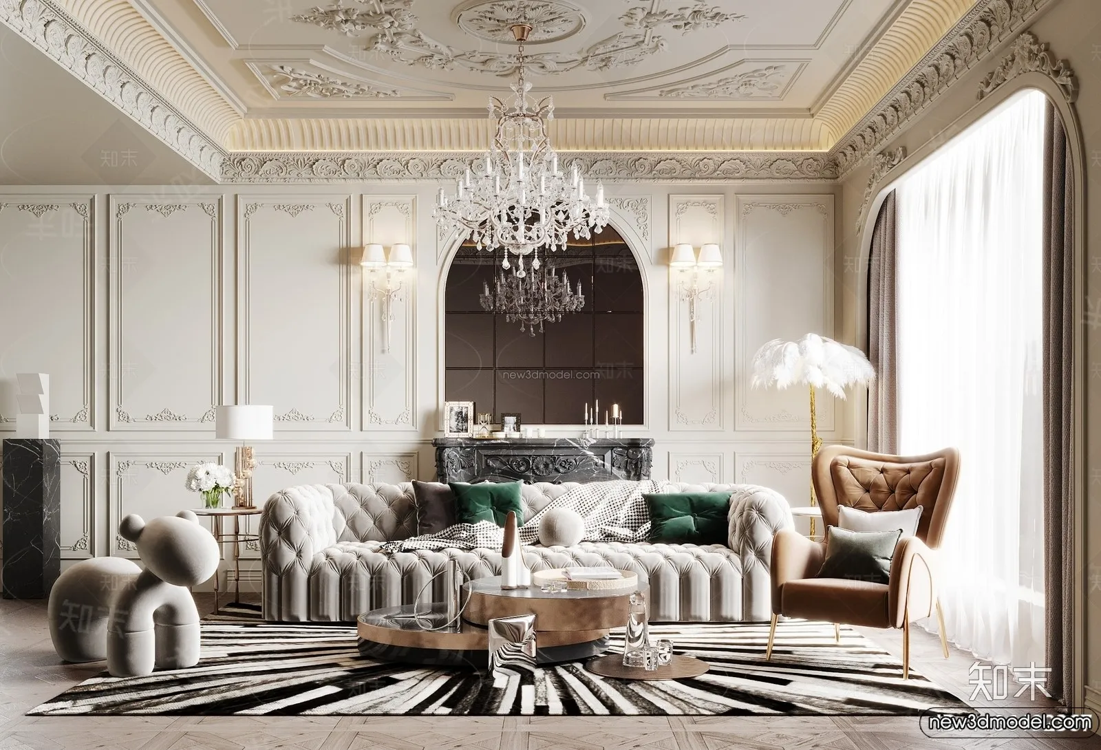 Living Room – 3D Interior Scene – French Style – 088