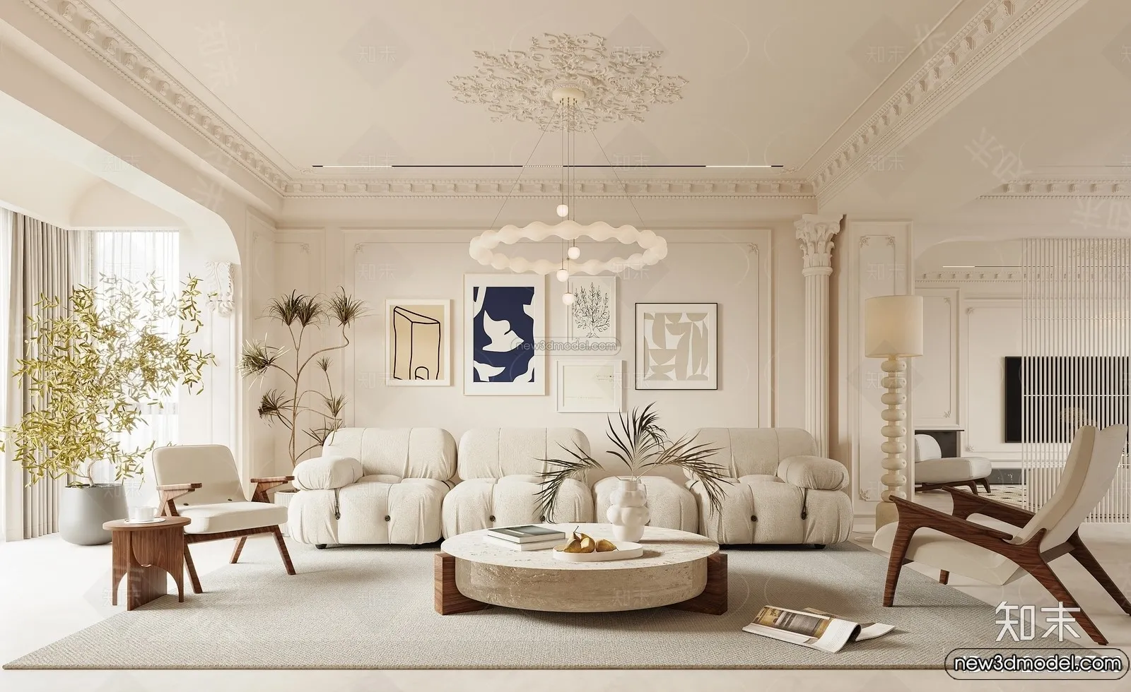 Living Room – 3D Interior Scene – French Style – 101