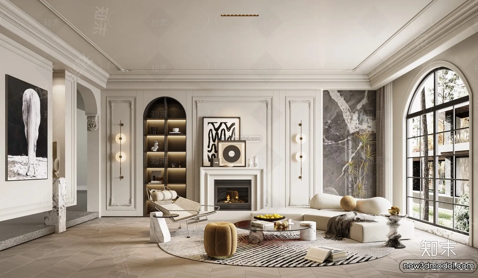 Living Room – 3D Interior Scene – French Style – 104