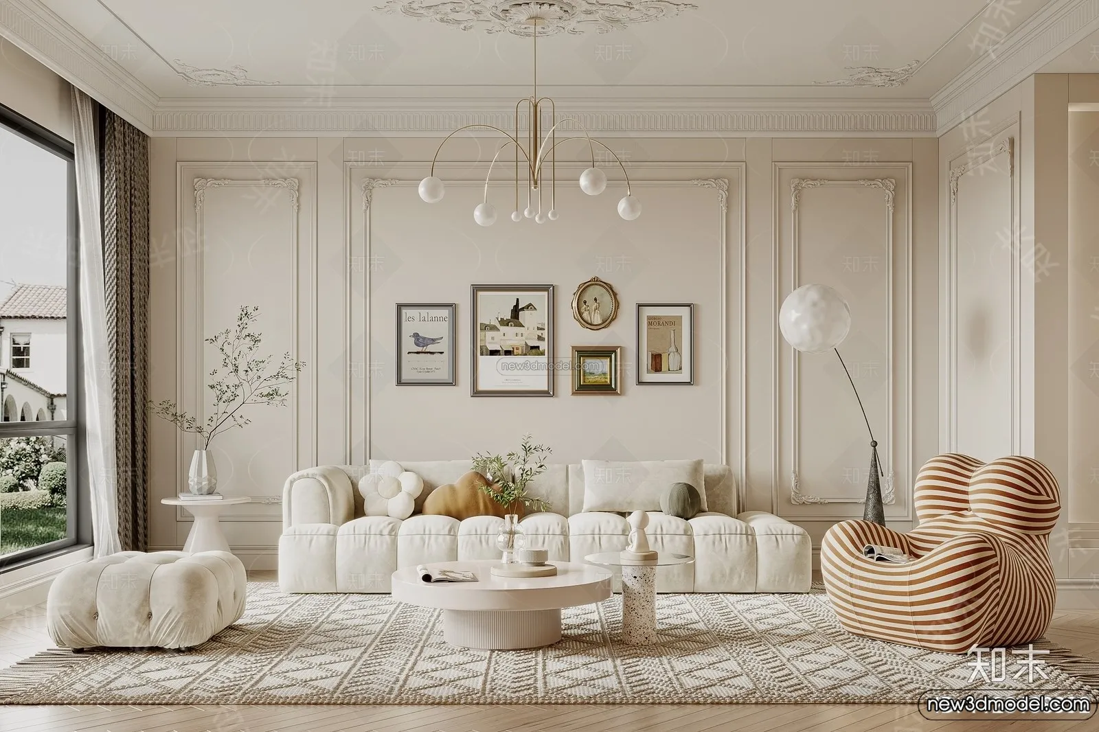 Living Room – 3D Interior Scene – French Style – 105