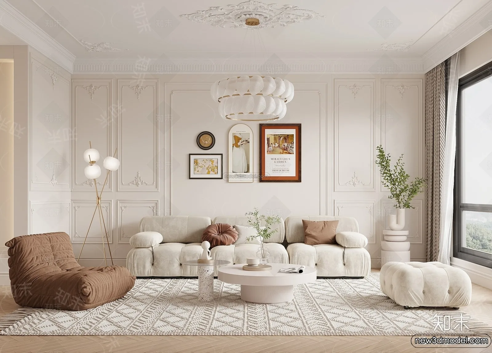 Living Room – 3D Interior Scene – French Style – 108