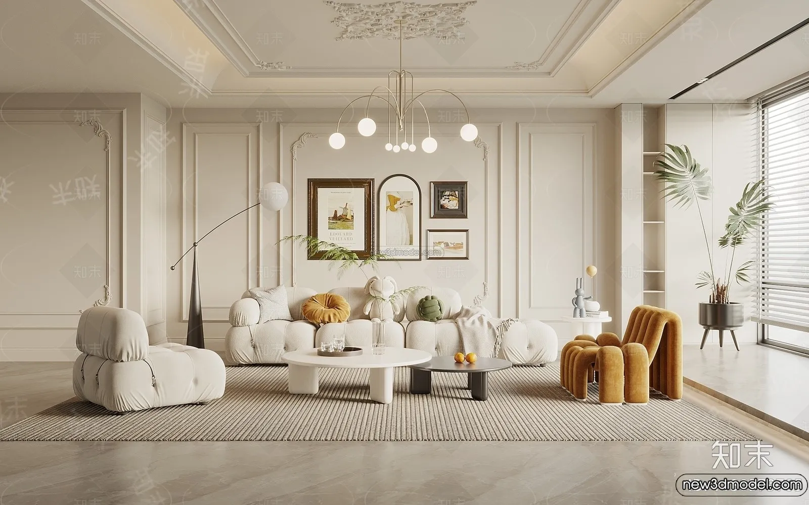 Living Room – 3D Interior Scene – French Style – 113