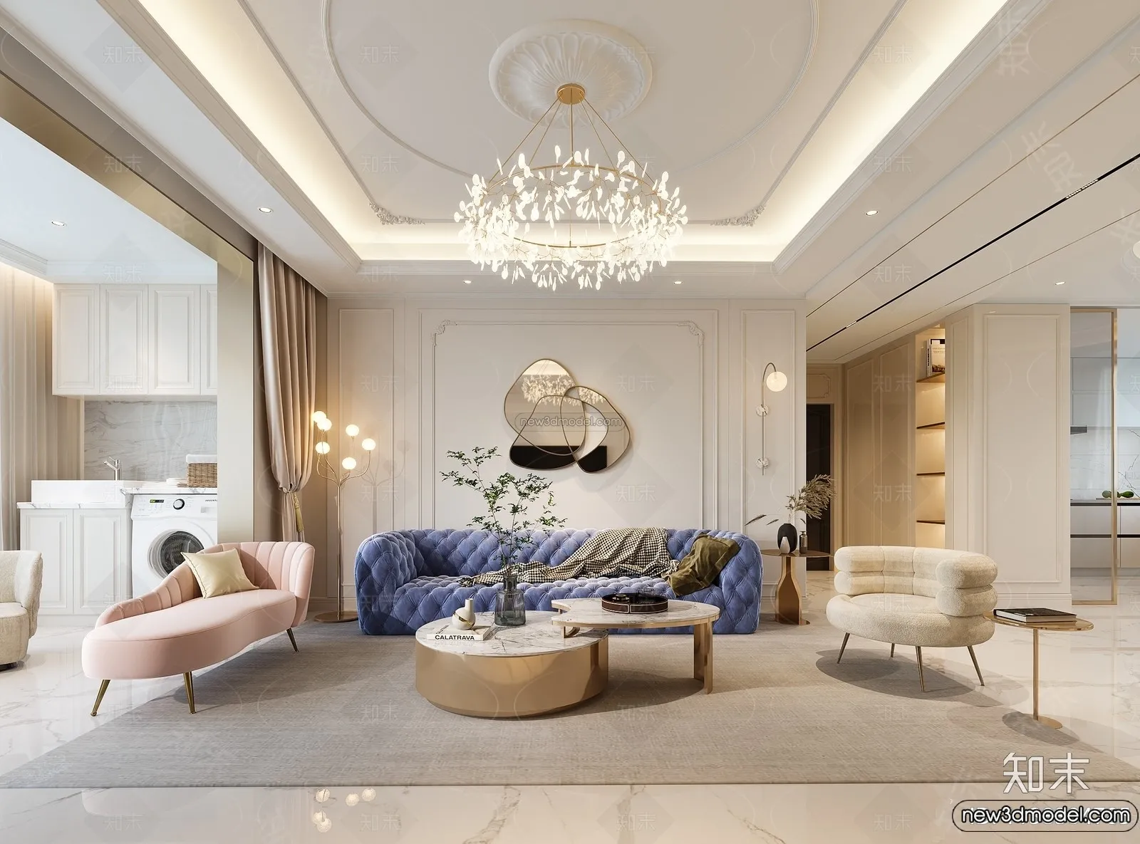 Living Room – 3D Interior Scene – French Style – 117