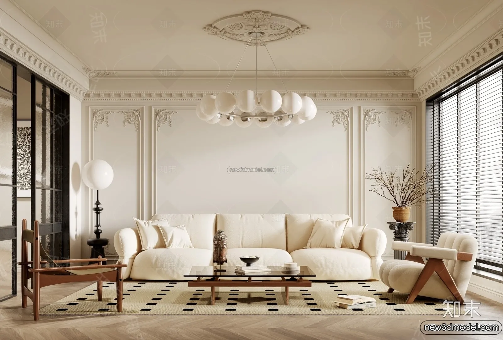 Living Room – 3D Interior Scene – French Style – 118