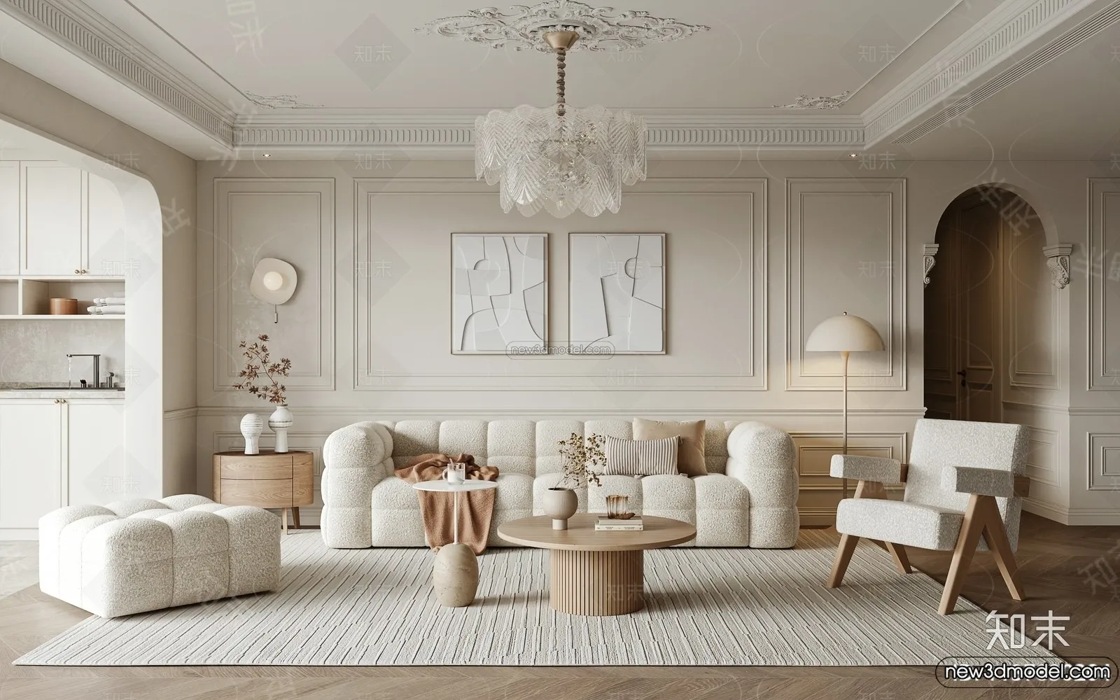 Living Room – 3D Interior Scene – French Style – 119