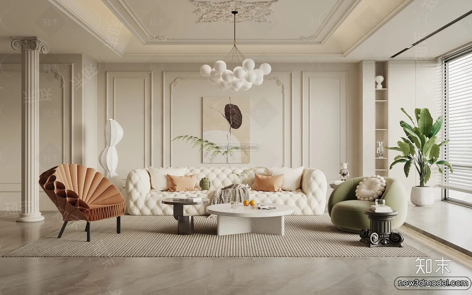 Living Room – 3D Interior Scene – French Style – 121