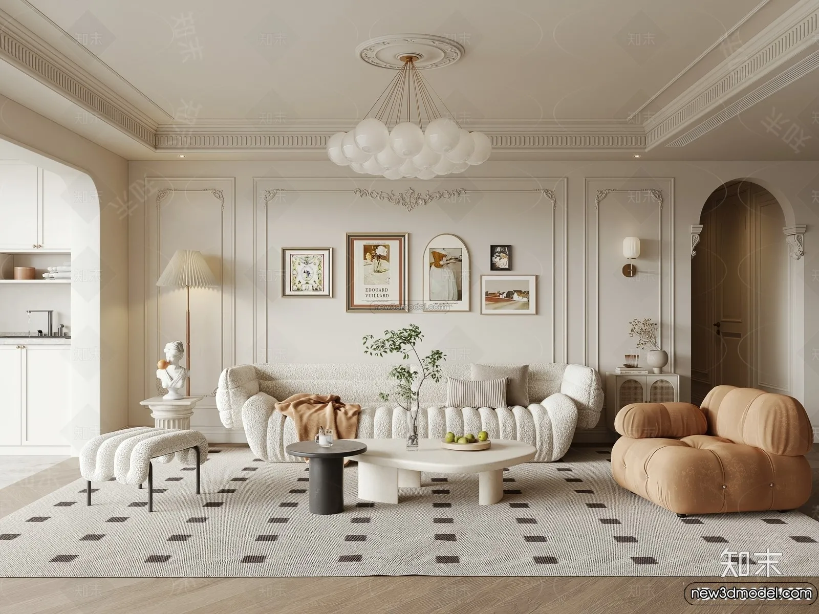 Living Room – 3D Interior Scene – French Style – 127