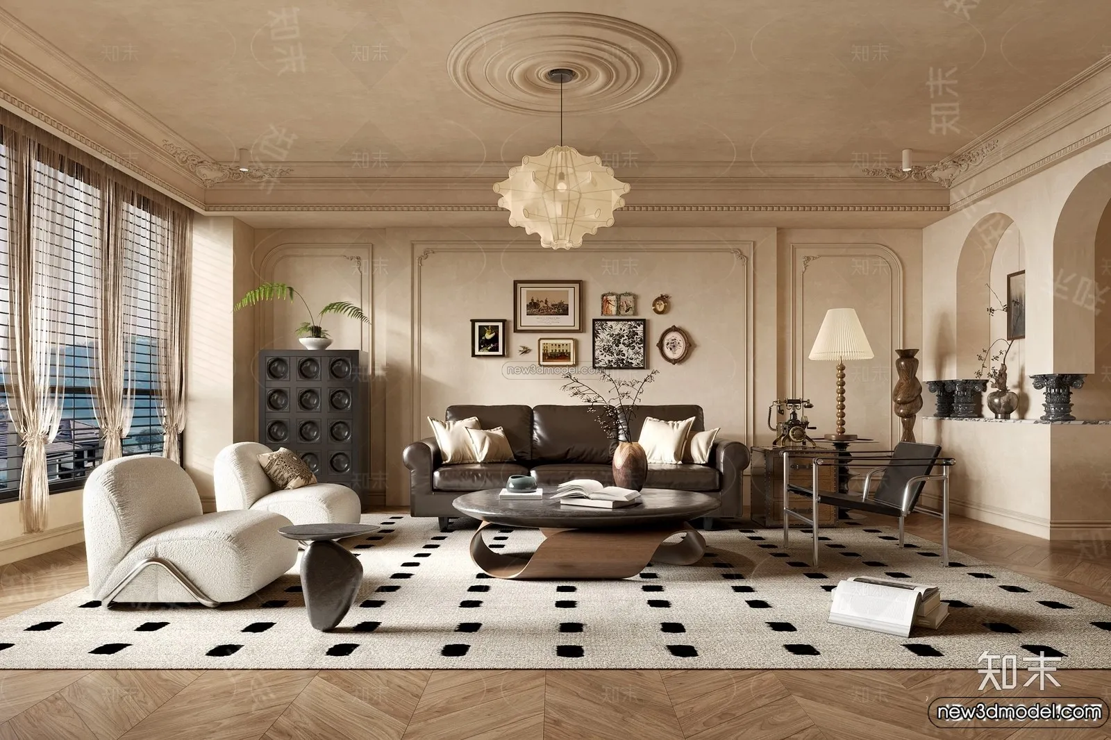 Living Room – 3D Interior Scene – French Style – 133