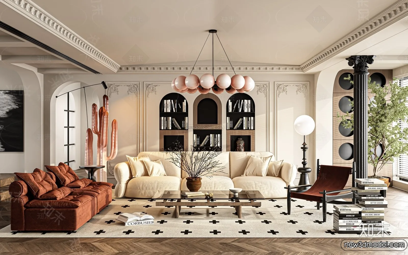 Living Room – 3D Interior Scene – French Style – 136