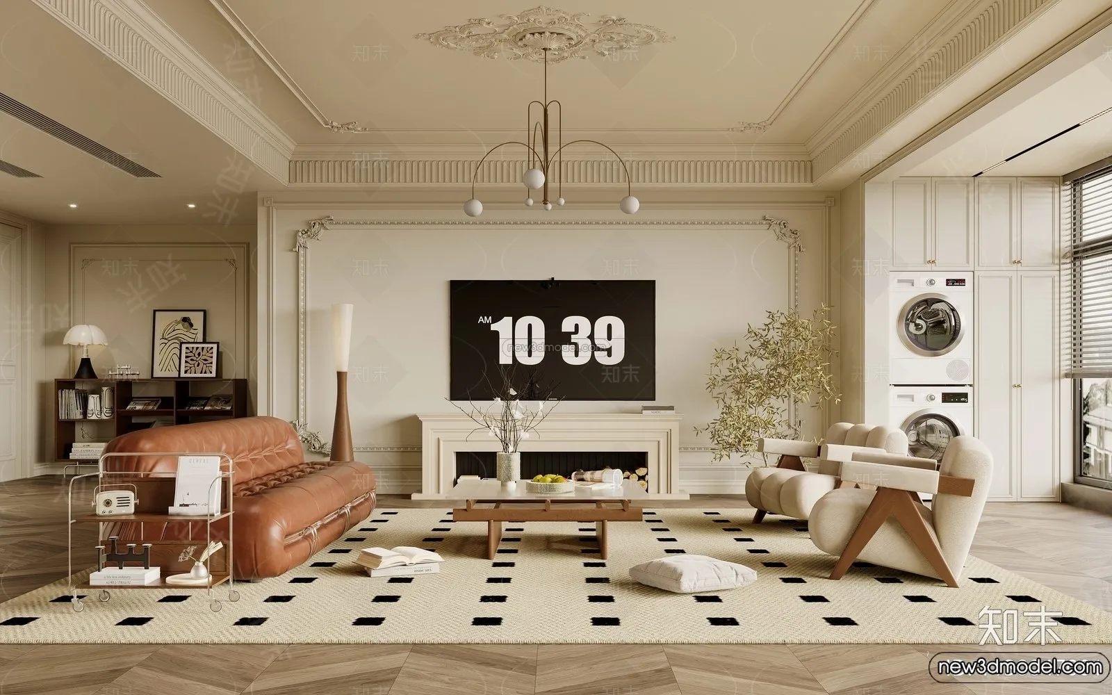 Living Room – 3D Interior Scene – French Style – 147