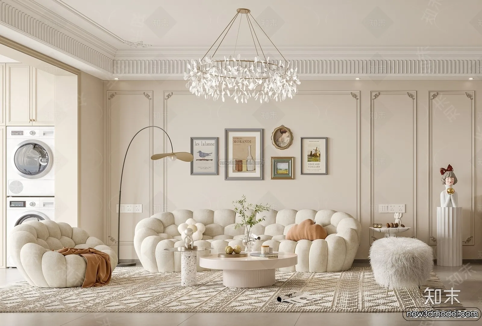 Living Room – 3D Interior Scene – French Style – 148