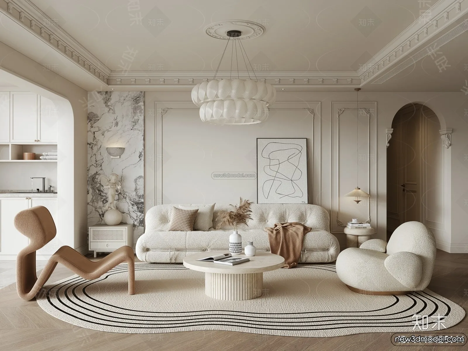 Living Room – 3D Interior Scene – French Style – 149