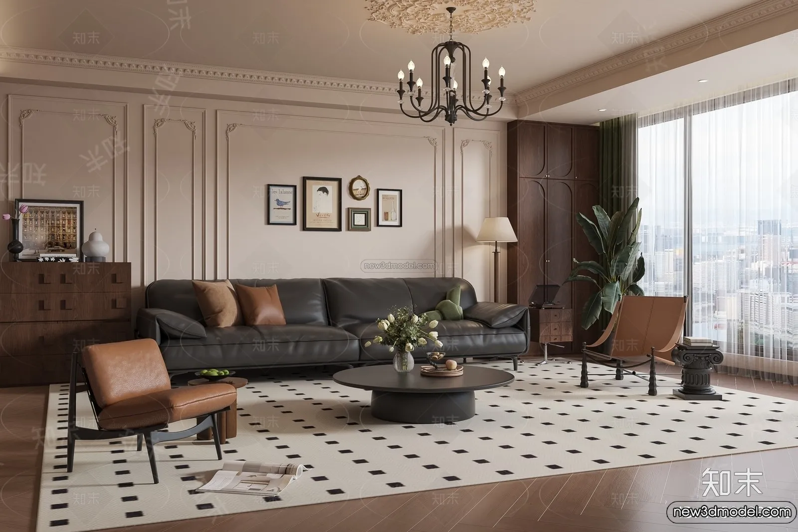 Living Room – 3D Interior Scene – French Style – 150