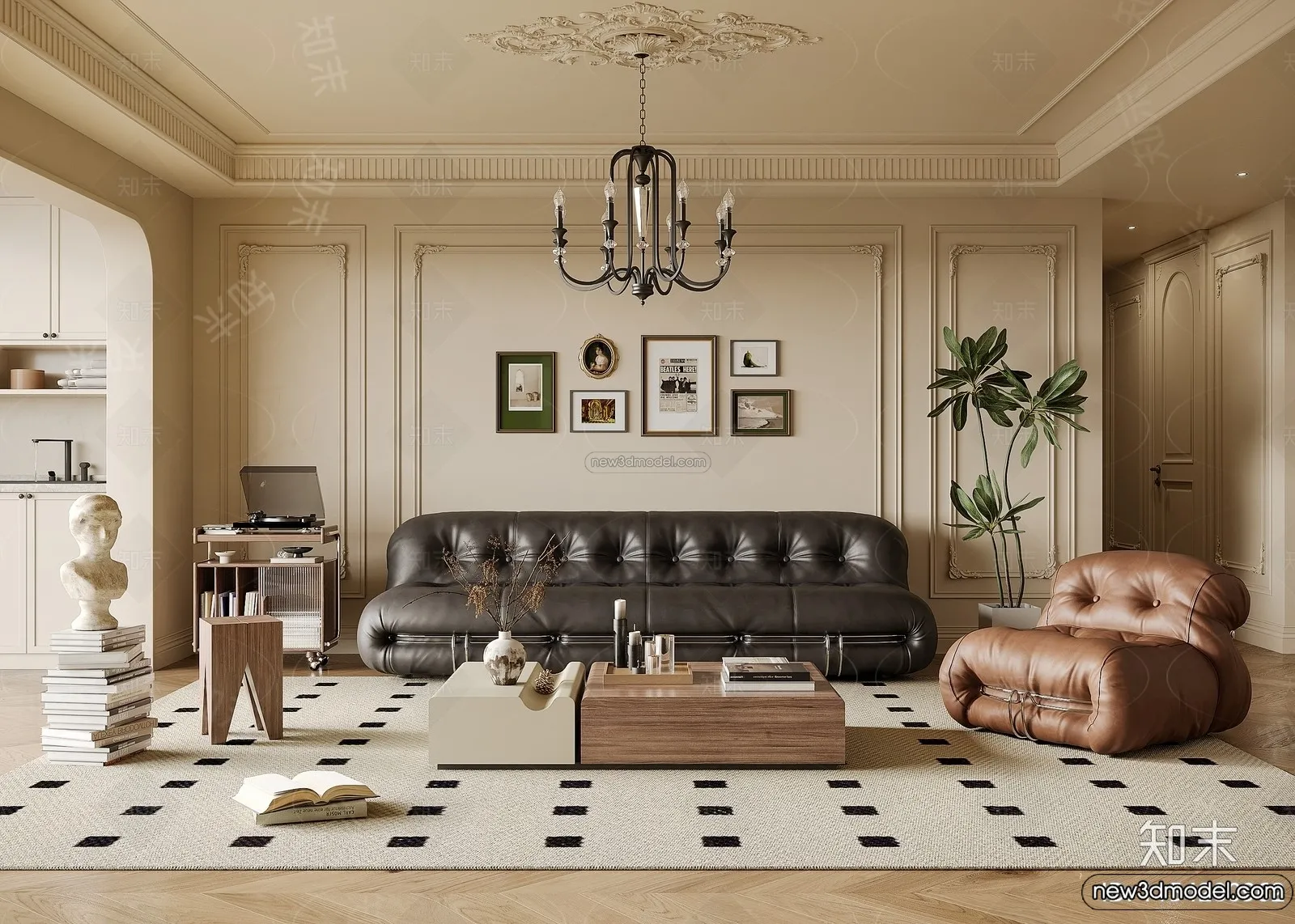 Living Room – 3D Interior Scene – French Style – 151