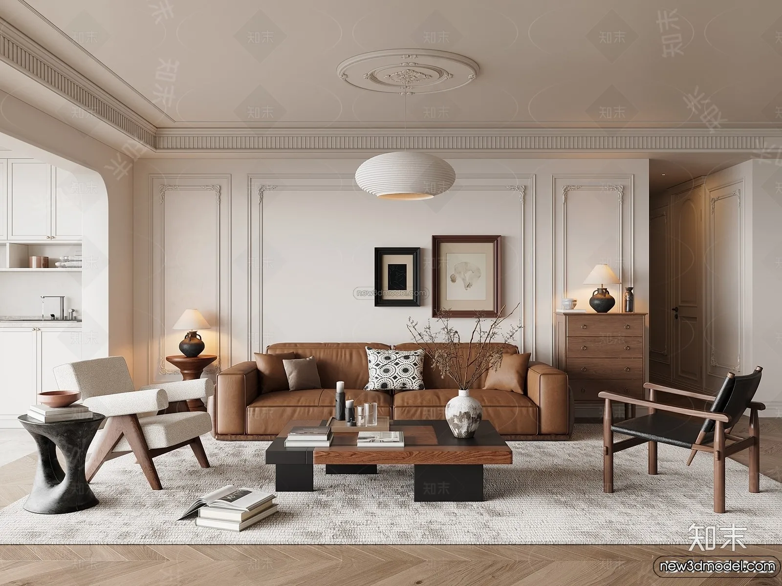 Living Room – 3D Interior Scene – French Style – 152