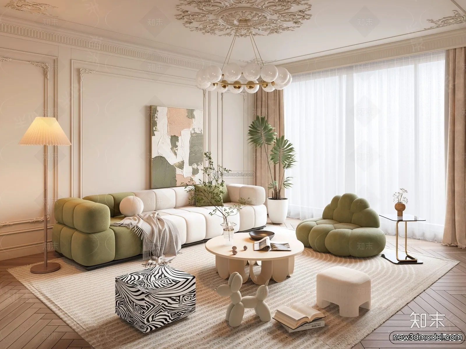 Living Room – 3D Interior Scene – French Style – 154