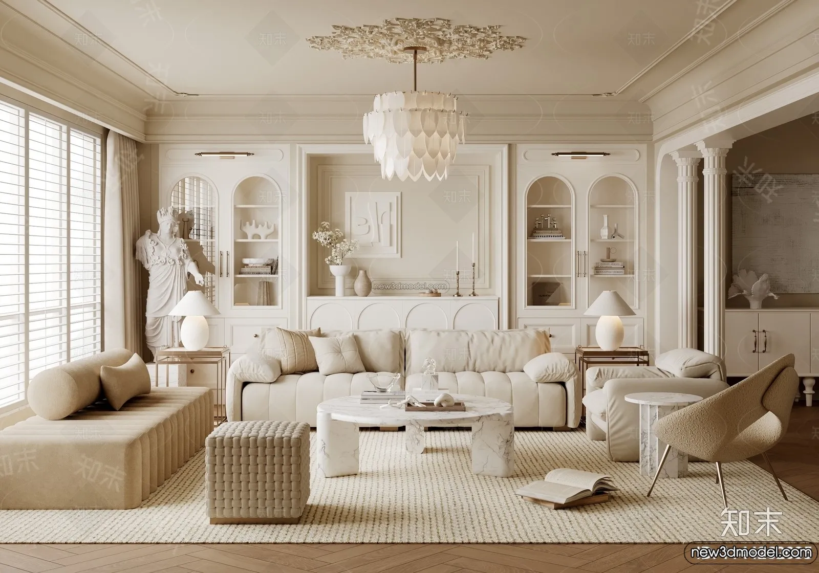 Living Room – 3D Interior Scene – French Style – 158