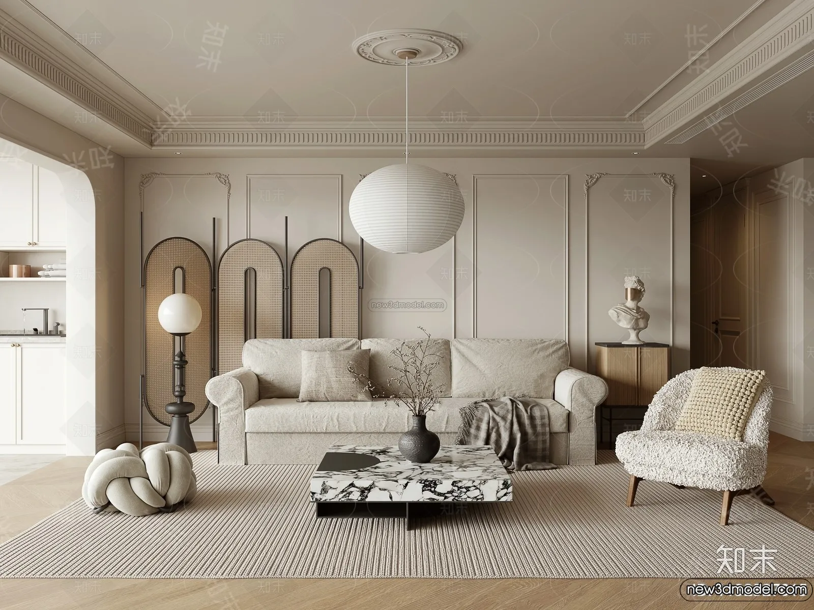 Living Room – 3D Interior Scene – French Style – 161