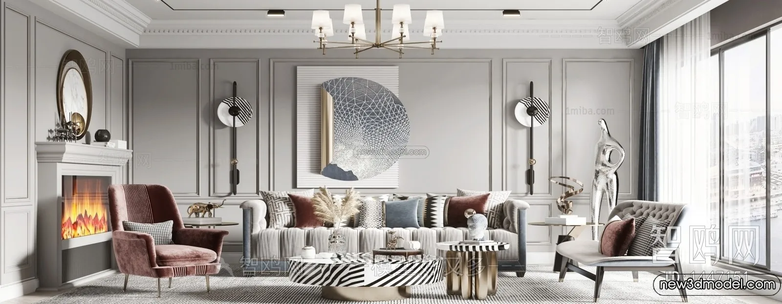 Living Room – 3D Interior Scene – Italian Style – 015