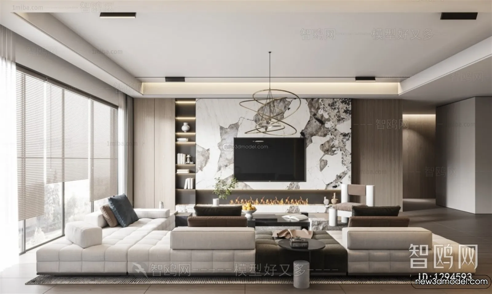 Living Room – 3D Interior Scene – Italian Style – 024