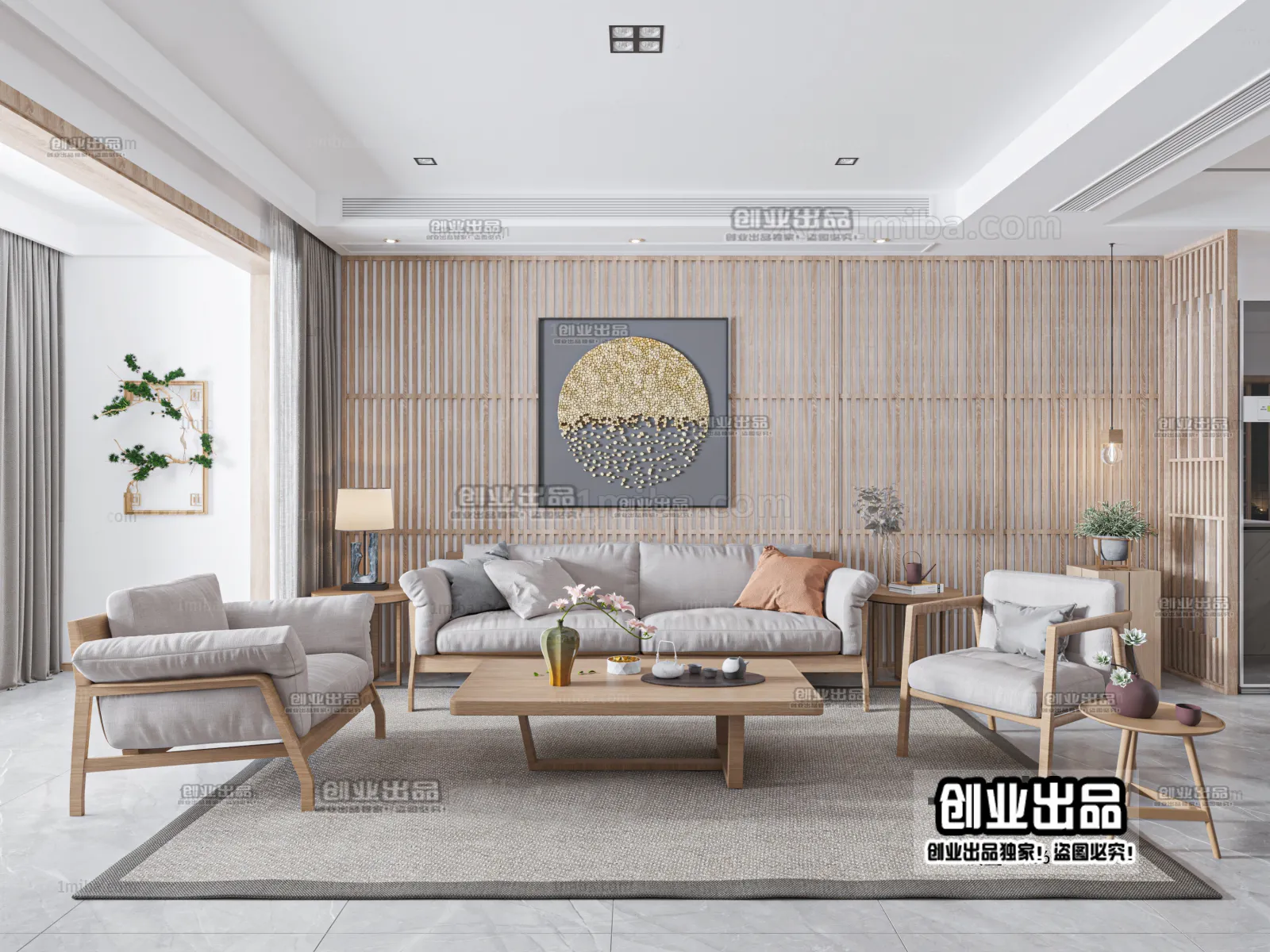 Living Room 3D Interior Scene – Japanese Style – 002