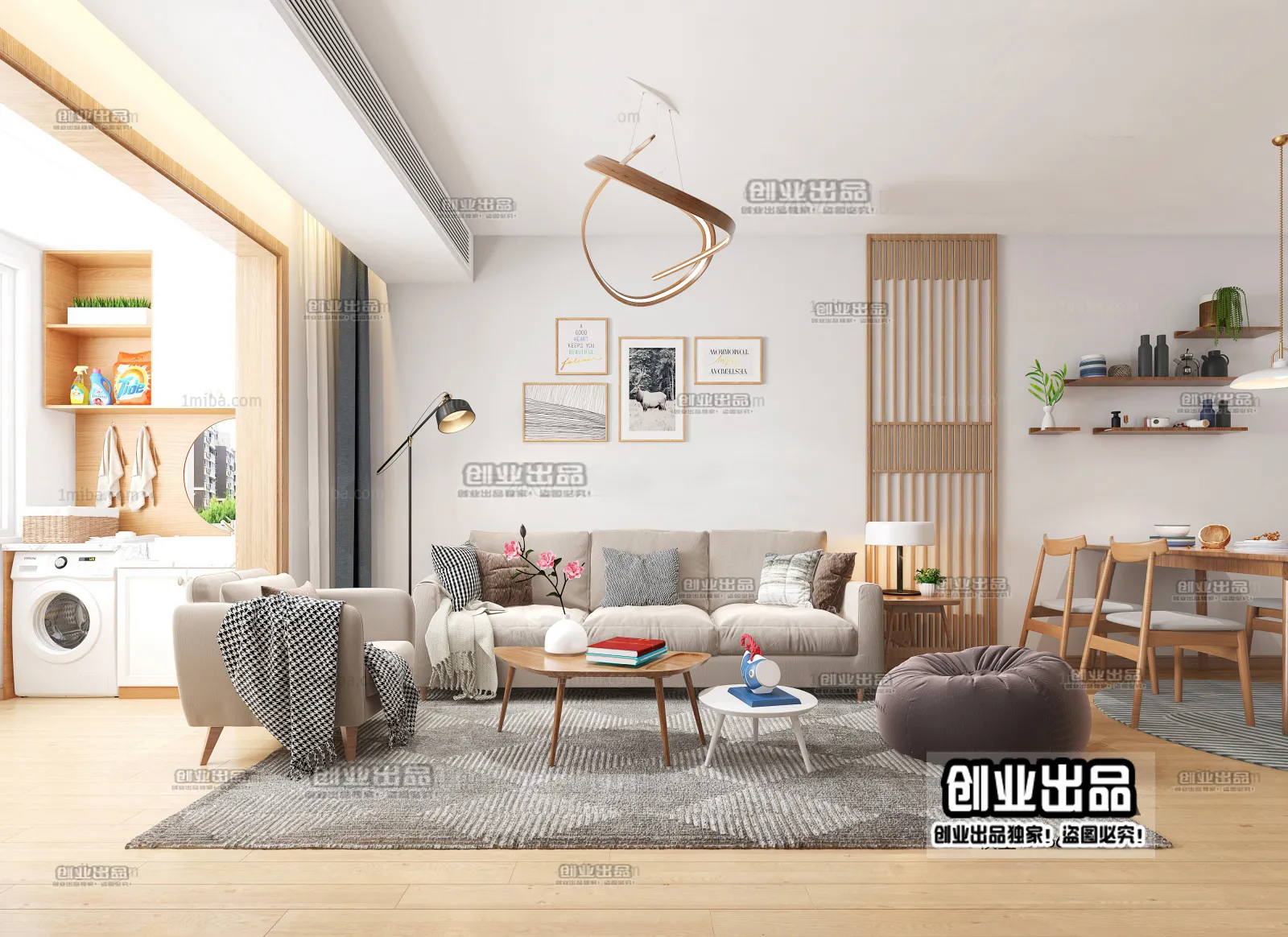 Living Room 3D Interior Scene – Japanese Style – 003