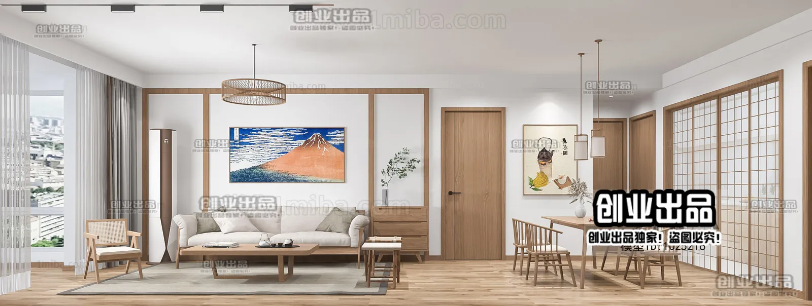 Living Room 3D Interior Scene – Japanese Style – 005